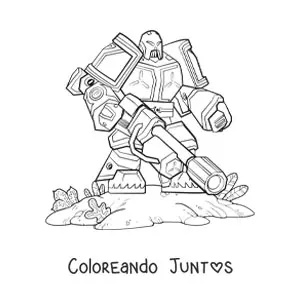 Imagen para colorear de un robot de combate en la batalla