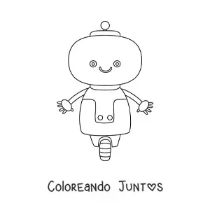Imagen para colorear de robot kawaii con ruedas