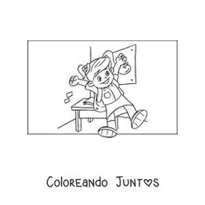 Imagen para colorear de una niña en el salón de clases