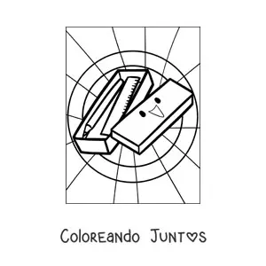 Imagen para colorear de varios útiles escolares kawaii