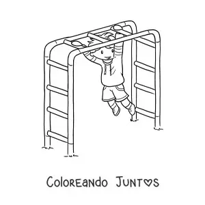 Imagen para colorear de un niño jugando en el parque