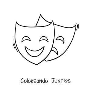 Imagen para colorear de unas máscaras de comedia y tragedia