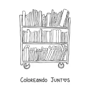 Imagen para colorear de un estante de la biblioteca