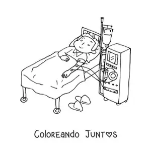 Imagen para colorear de un paciente hospitalizado