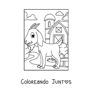 Imagen para colorear de una cabra animada en la granja