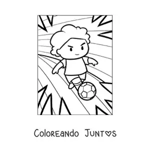 Imagen para colorear de un niño jugando fútbol