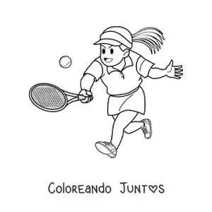 Imagen para colorear de una chica jugando tenis