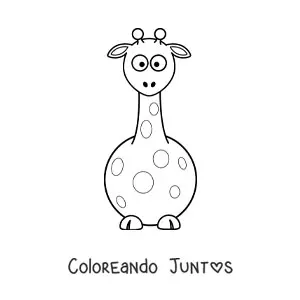 Imagen para colorear de una jirafa animada sentada de frente