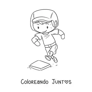 Imagen para colorear de un beisbolista corriendo hacia una base
