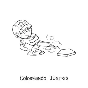 Imagen para colorear de un beisbolista llegando a una base