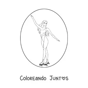 Imagen para colorear de una atleta de patinaje artístico sobre ruedas