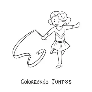 Imagen para colorear de una niña practicando gimnasia artística