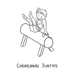 Imagen para colorear de un niño gimnasta en el potro