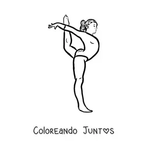 Imagen para colorear de una gimnasta haciendo un movimiento de gimnasia artística femenina