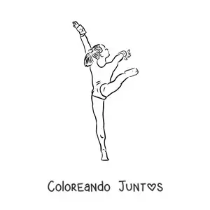 Imagen para colorear de una mujer haciendo gimnasia deportiva