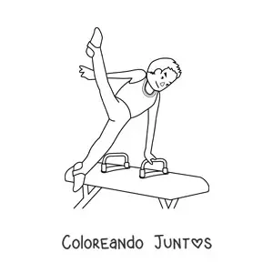 Imagen para colorear de un atleta de gimnasia masculina en el potro