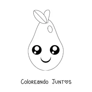 Imagen para colorear de una pera kawaii animada de ojos grandes