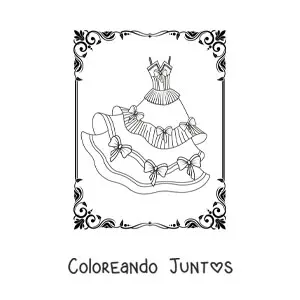 Imagen para colorear de un vestido de princesa
