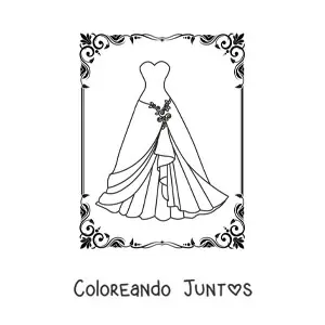 Imagen para colorear de un vestido de gala