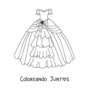 Imagen para colorear de un vestido de 15 años