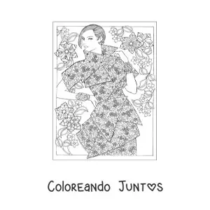 Imagen para colorear de una mujer con un vestido de moda