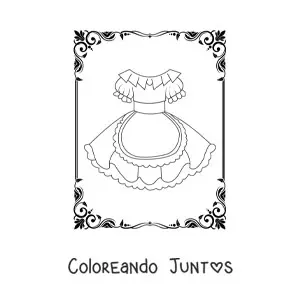 Imagen para colorear de un vestido de uniforme de mucama