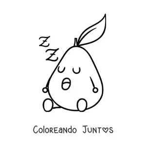 Imagen para colorear de una pera animada durmiendo sentada