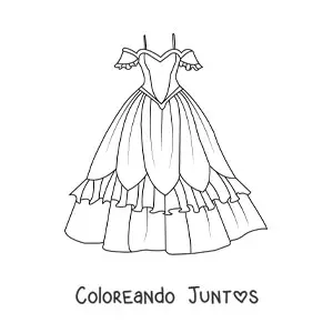Imagen para colorear de un vestido clásico bonito
