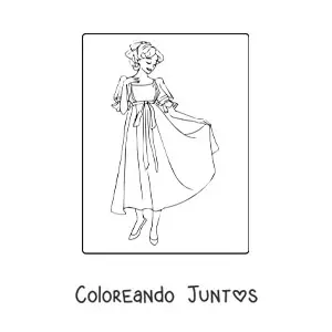 Imagen para colorear de una niña con un vestido sencillo