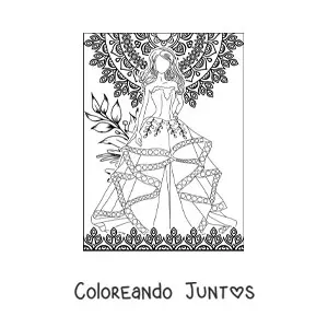Imagen para colorear de un vestido de novia