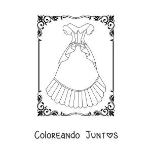 Imagen para colorear de un vestido estilo princesa sencillo