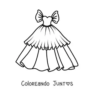 Imagen para colorear de un vestido de gala con mangas