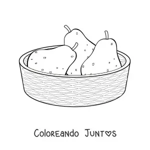 Imagen para colorear de un canasto con peras