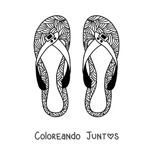 Imagen para colorear de un par de sandalias de playa