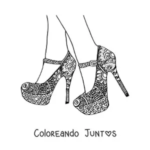 Imagen para colorear de un mandala de zapato de tacón