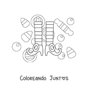 Imagen para colorear de un par de zapatillas de duende navideño