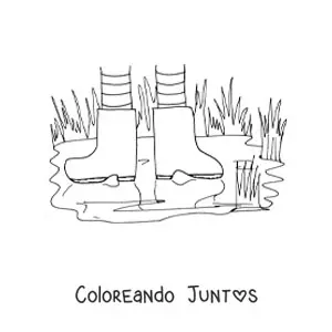 Imagen para colorear de un par de botas para la lluvia