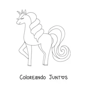 Imagen para colorear de un unicornio kawaii