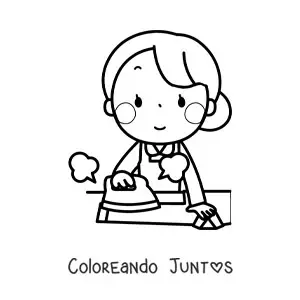 Imagen para colorear de una mujer planchando una camisa