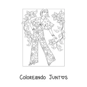Imagen para colorear de una chica con pantalones bonitos