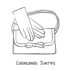 Imagen para colorear de un par de guantes y un bolso elegante