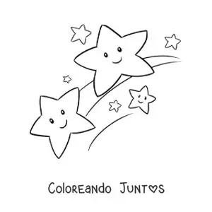 Imagen para colorear de varias estrellas fugaces animadas