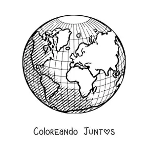 Imagen para colorear de un globo terráqueo