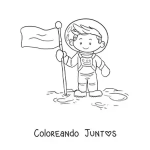 Imagen para colorear de un hombre en la Luna