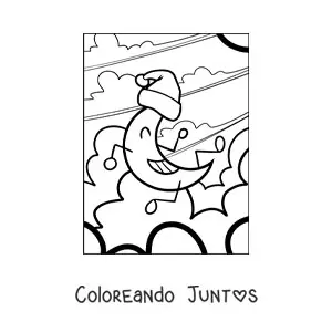 Imagen para colorear de una Luna animada