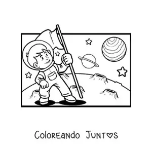 Imagen para colorear de un astronauta en la Luna
