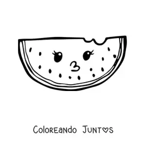 Imagen para colorear de una sandía kawaii