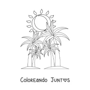Imagen para colorear de un paisaje de verano