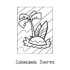 Imagen para colorear de una isla veraniega