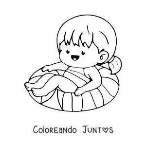Imagen para colorear de una niña en la playa en verano